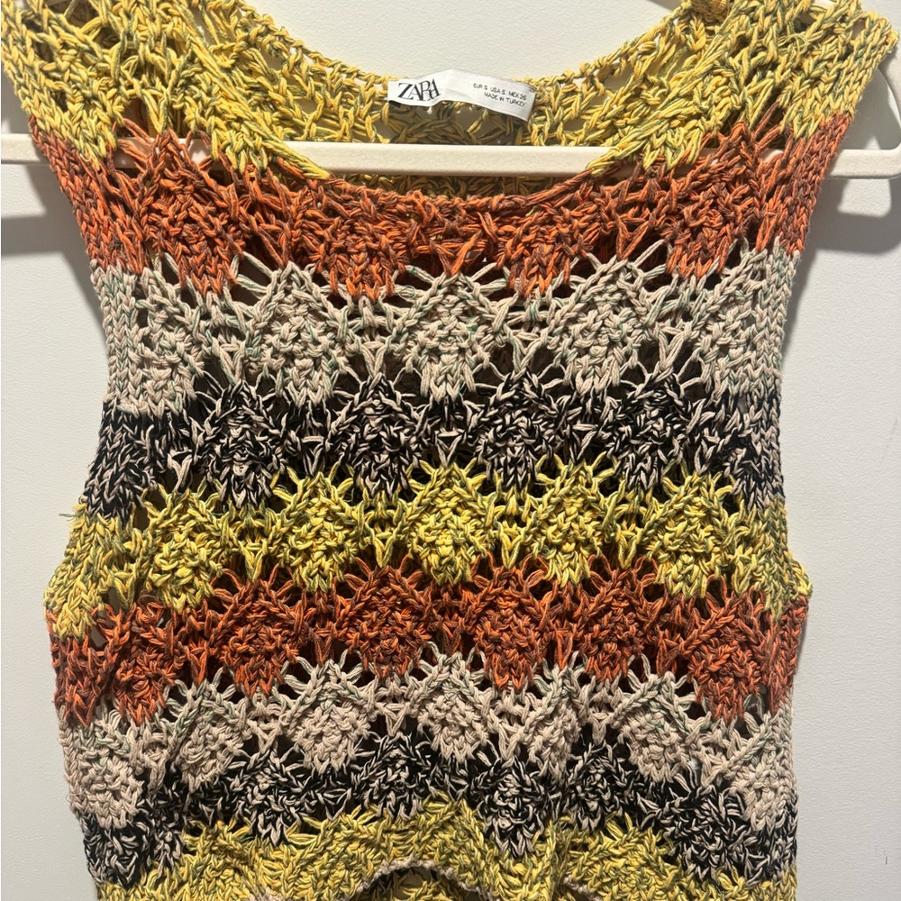 Zara Vibrant Crochet Tank Top